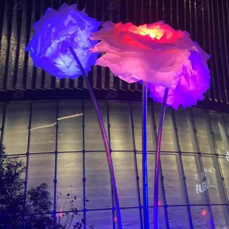 户外七彩花朵庭院广场景观创意灯发光公园玫瑰花造型雕塑装饰灯具