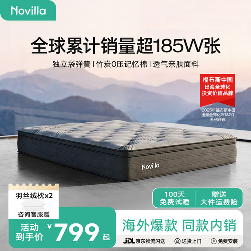 Novilla竹炭海绵抑菌护脊硬床垫