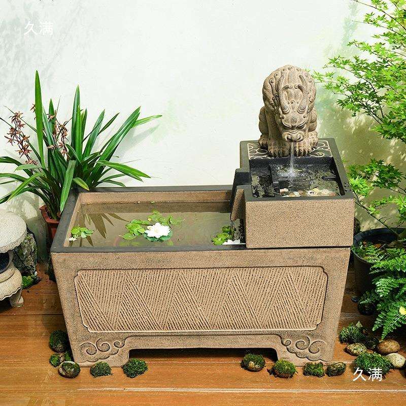 庭院花园流水摆件鱼池室外露台循环水系大型鱼缸造景布置喷泉水池