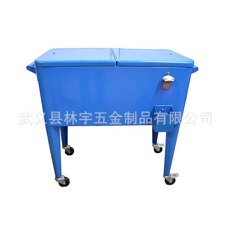 75L 外贸推车款金属保温箱配套烧烤炉户外露营烧烤冰桶摆摊保温箱