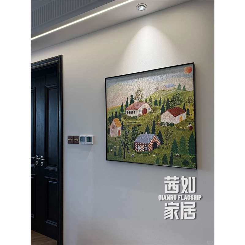 小清新风景美式田园装饰画餐厅正方形卧室系玄关客厅墙壁挂画