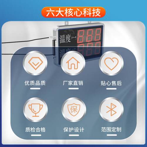 【新款】大屏显示器吊挂式LED屏双通道LED温度显示计变送器接探头