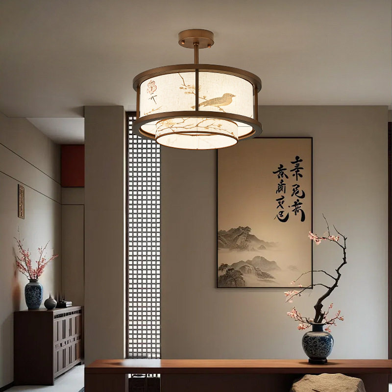 宋代美学吸顶灯竹叶诗意简雅中国风圆形餐厅灯新中式圆形主卧室灯