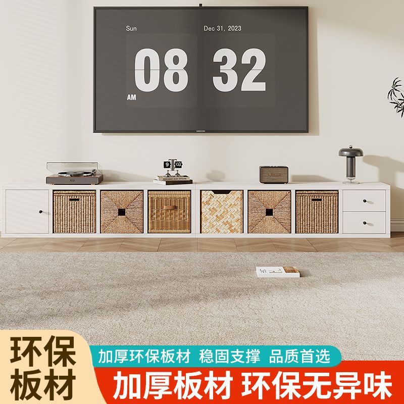 黑色实木电视柜落地式简约书架客厅自由组合窄柜床头隔断式飘窗柜
