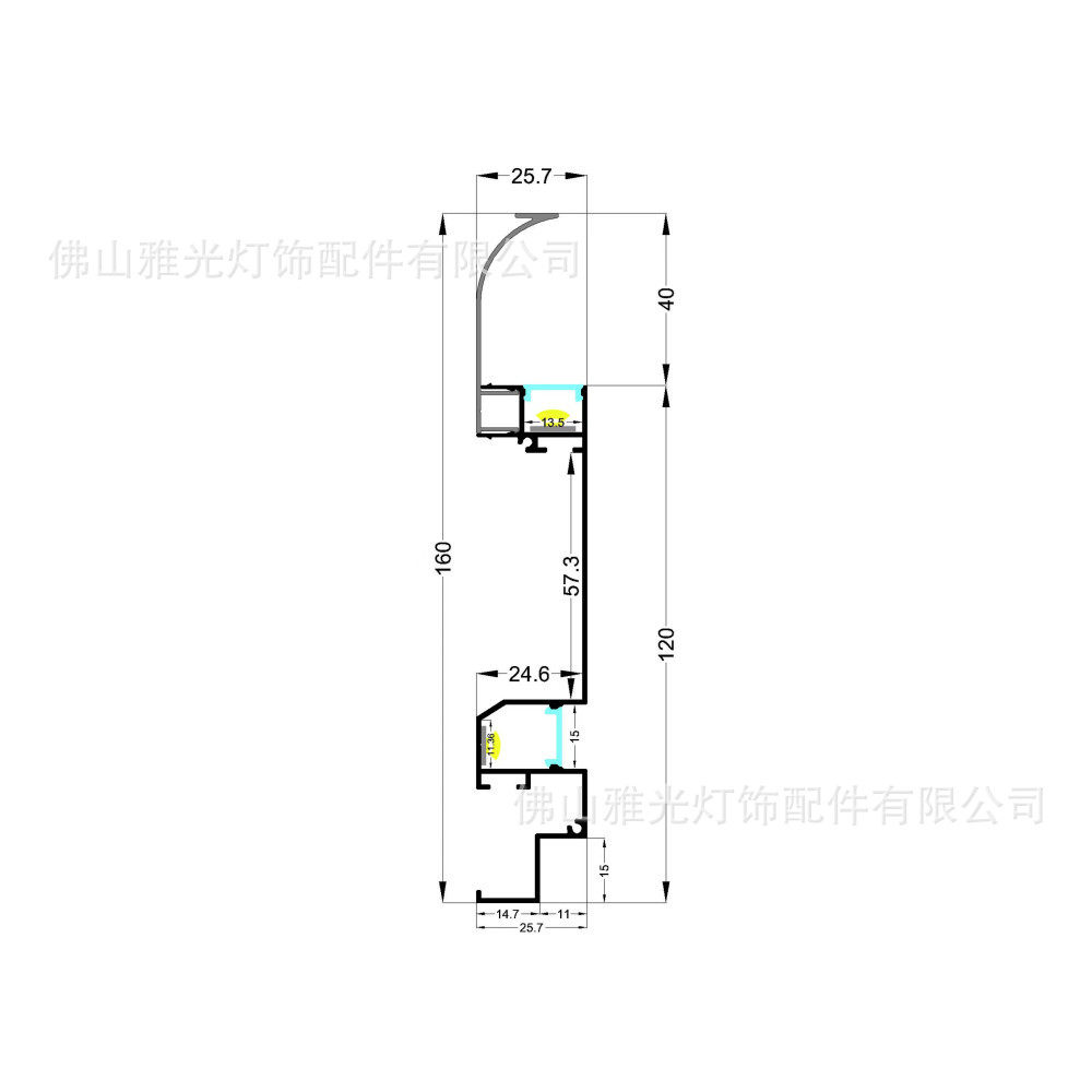 角灯天花代替石膏板LED硬灯条外壳套件铝槽灯槽线条灯