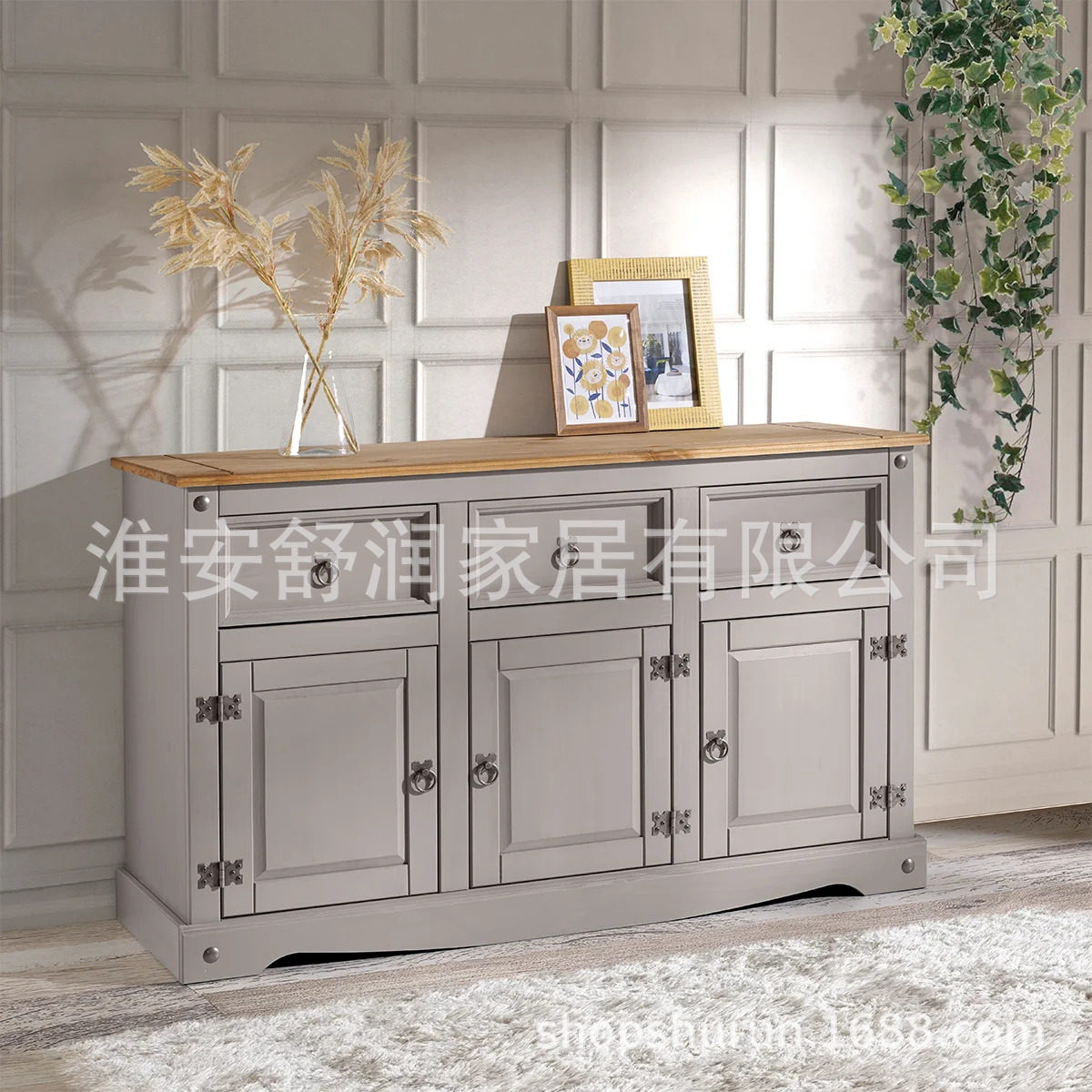 北欧复古餐边柜高柜一体入门家具靠墙玄关柜客厅边桌茶水柜置物架