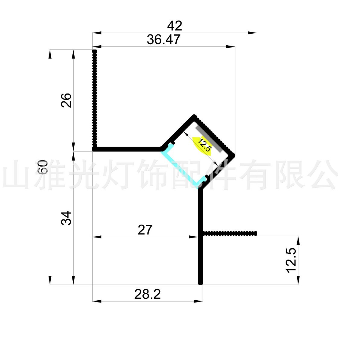 铝槽LED灯条硬灯条外壳铝槽型材 阴角