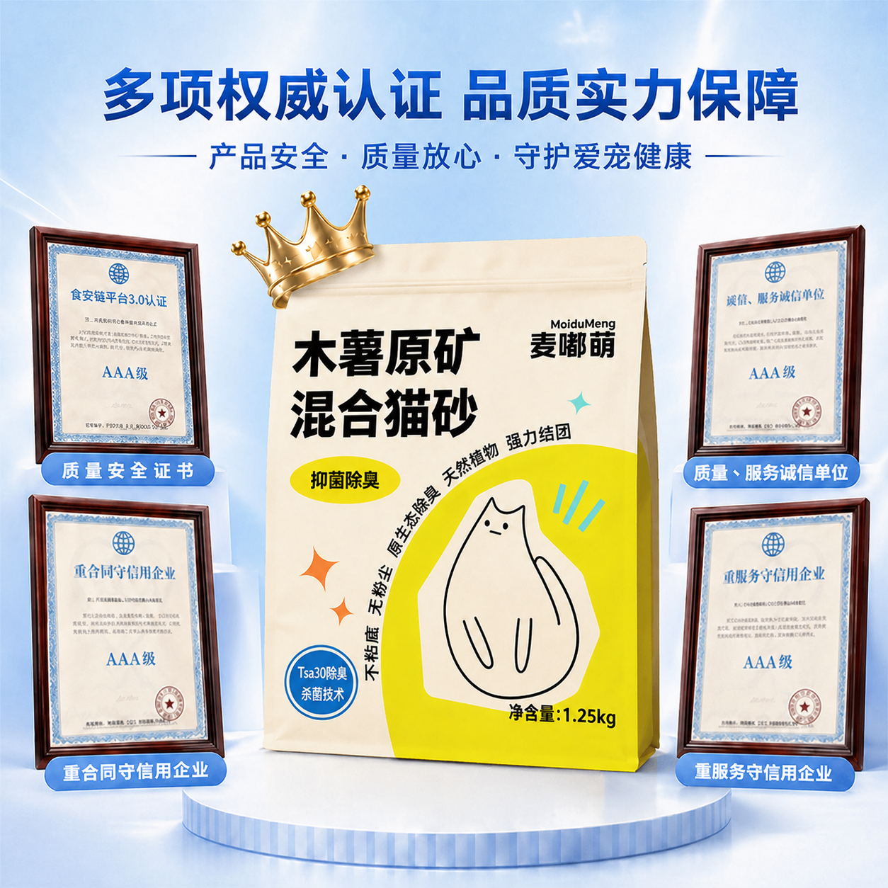 木薯混合猫砂天然近乎无尘植物矿砂结团抗菌除臭幼猫适用不易粘底