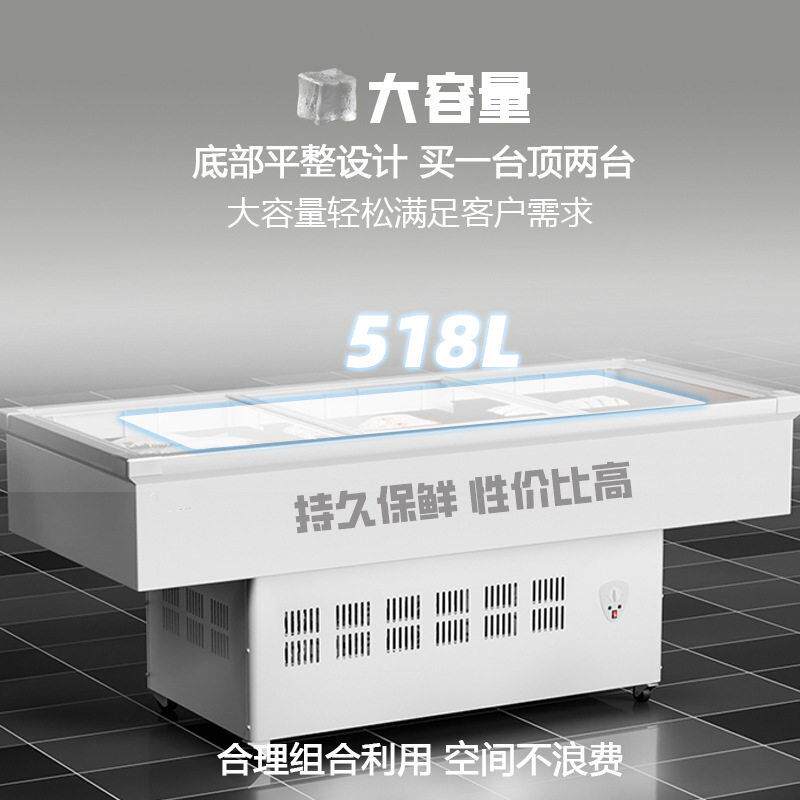 斯诺莱冰柜卧式冷藏冷冻展示柜烧烤串串海鲜点菜柜摆摊冰箱保鲜柜