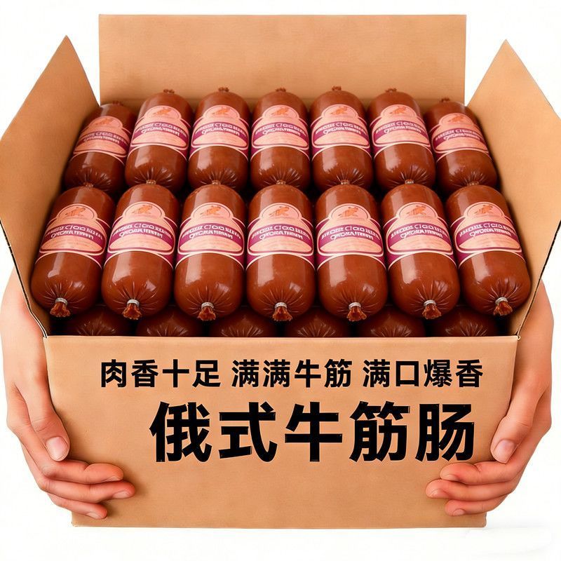 俄罗斯风味牛筋肠一整箱俄式香肠牛筋肠180g休闲熟食小吃即食香肠