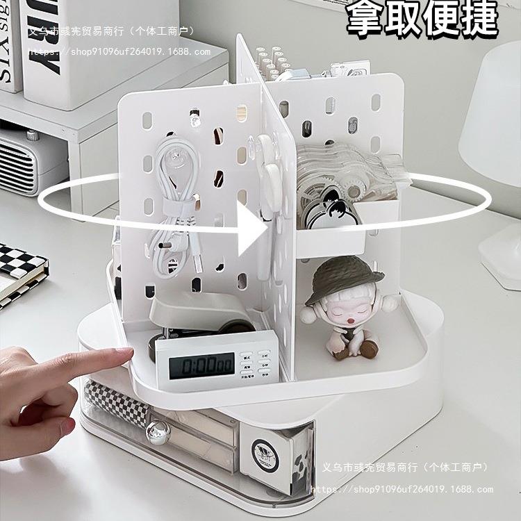桌面收纳盒旋转洞洞板置物架书桌上多功能学生儿童文具整理抽屉盒图片