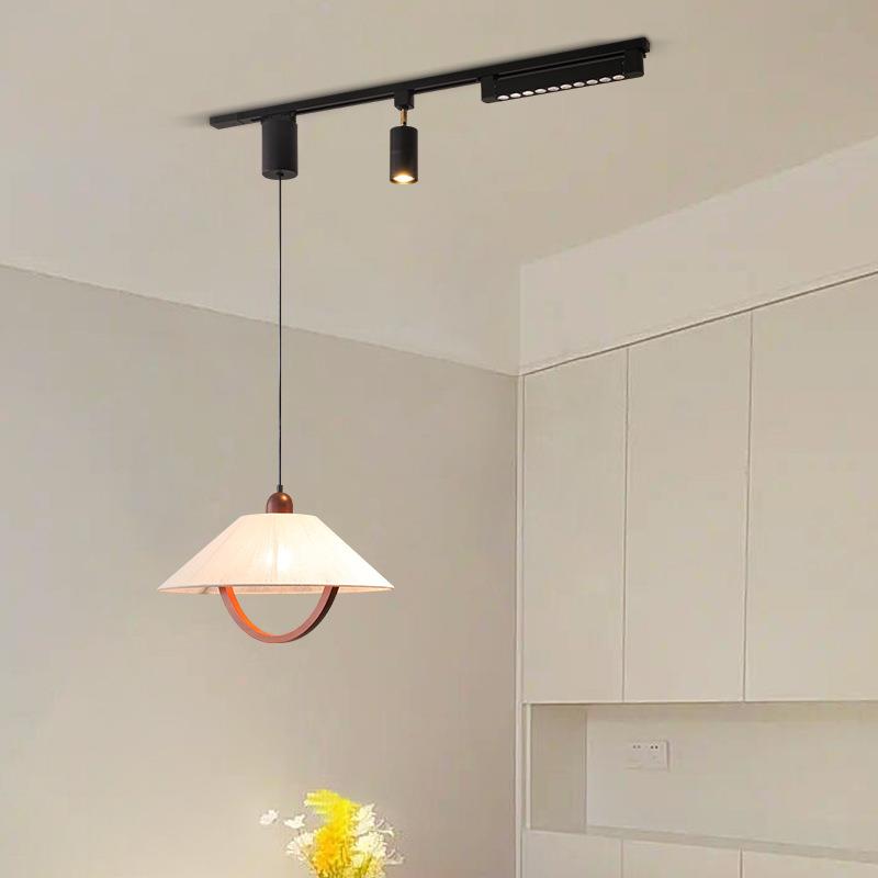餐厅吊灯风扇灯长条可移动款中古风餐桌吧台岛台升降LED中山灯具图片