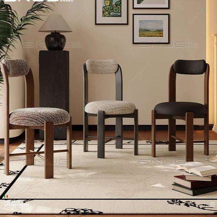 新中式白蜡木餐椅家用北欧极简中古风餐桌椅简约现代设计师软靠椅