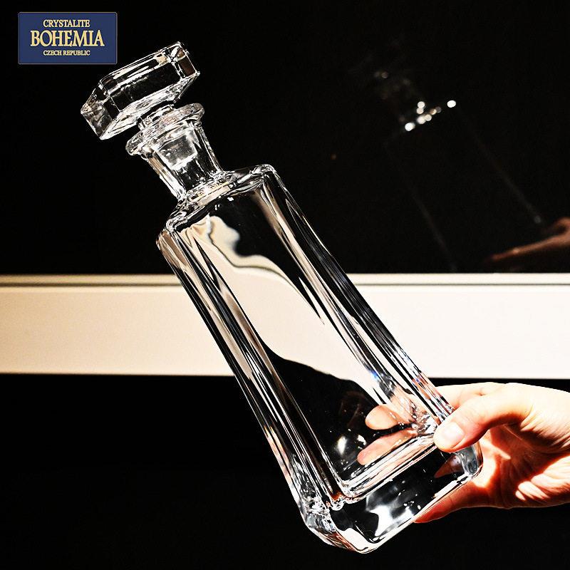 清库捷克进口水晶玻璃樽洋酒壶红酒密封酒带盖大号家用醒酒器