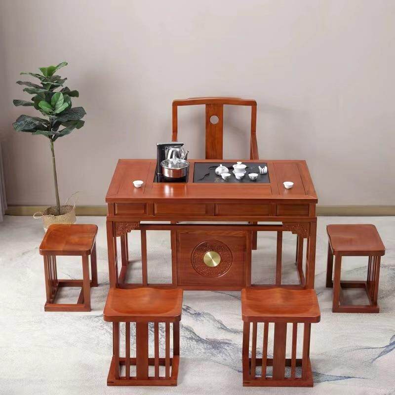 金花梨阳台茶桌椅组合实木功夫小茶台茶座桌椅全实木茶桌茶几家用