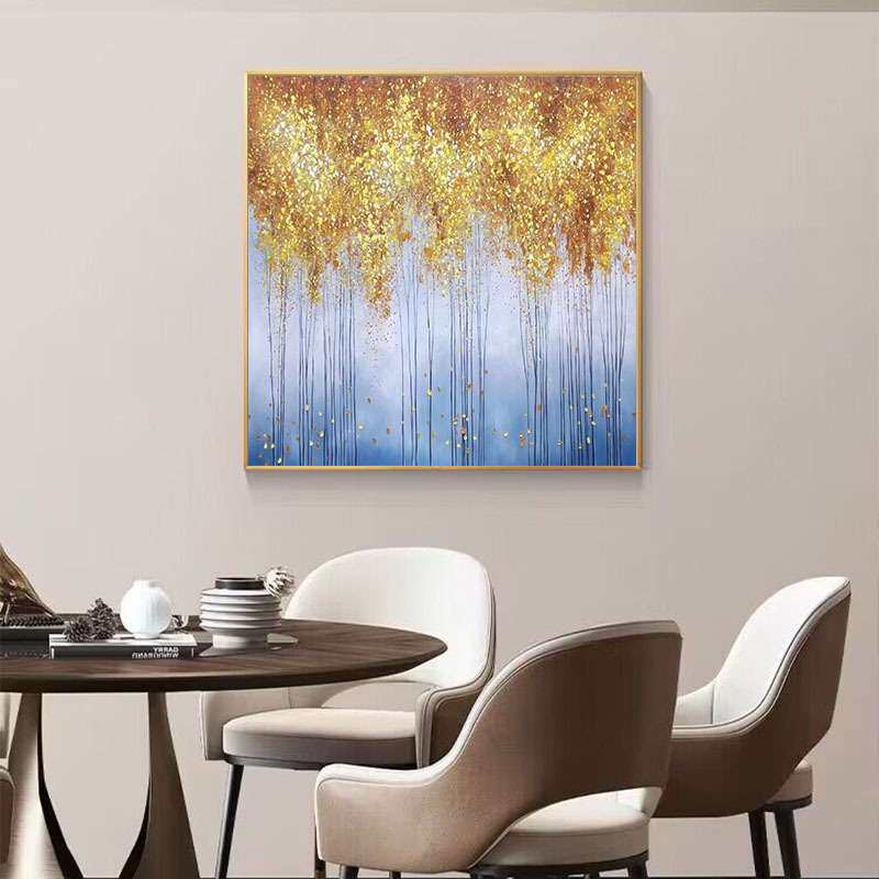 手绘油画正方形餐厅装饰画抽象肌理画现代手工餐桌客厅玄关入户画