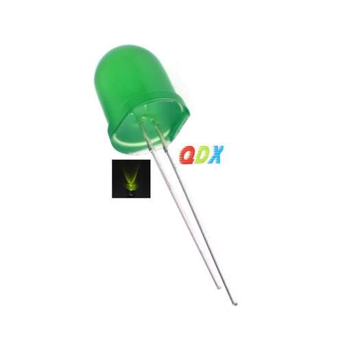 f10绿发普绿10mm绿光绿色指示灯圆头长脚直插led灯珠发光二极管
