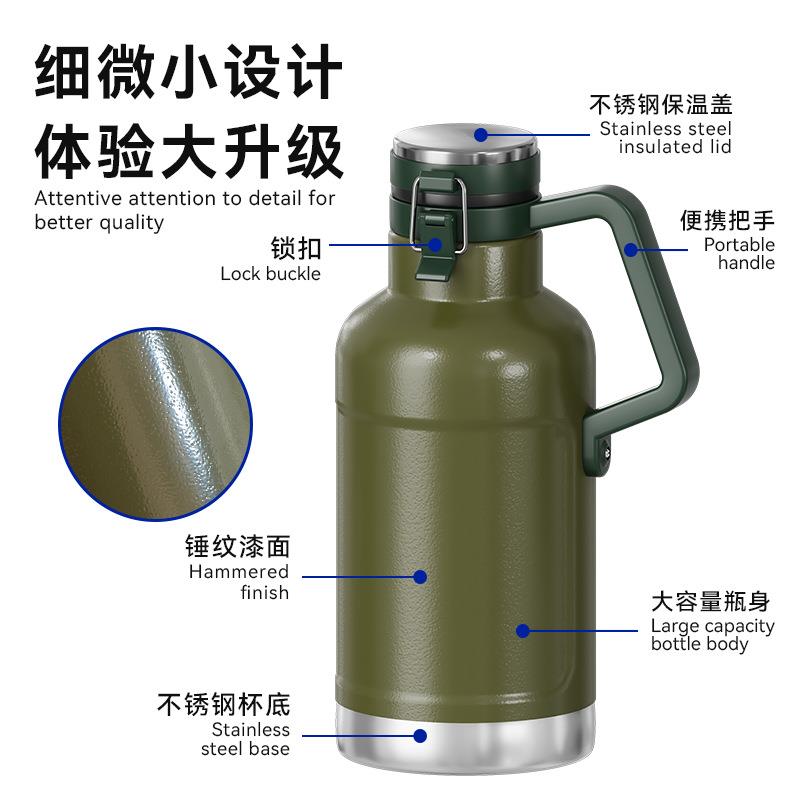 大容量啤酒壶不锈钢真空保温壶户外旅行热水瓶露营便携啤酒冰桶