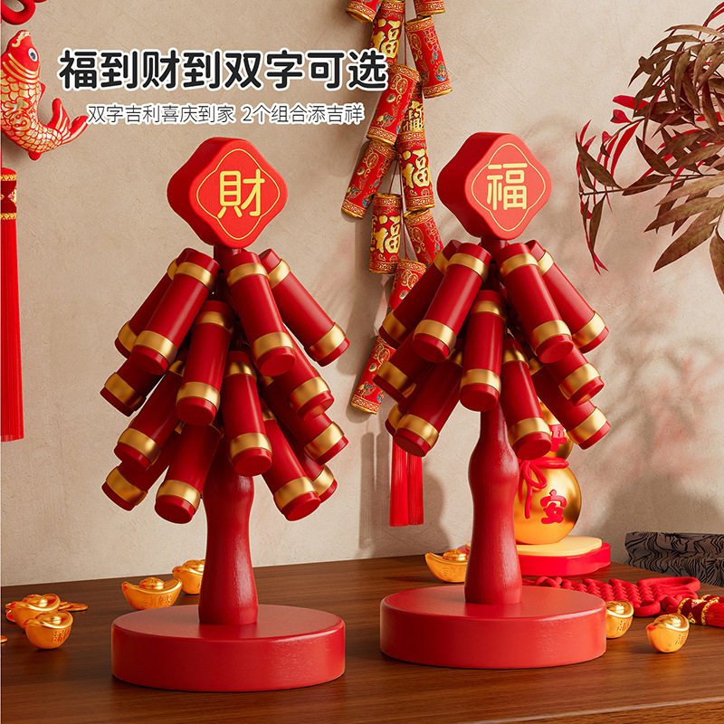 隔热垫新年春节过年创意发财树鞭炮杯垫餐垫新年装饰品现货批发