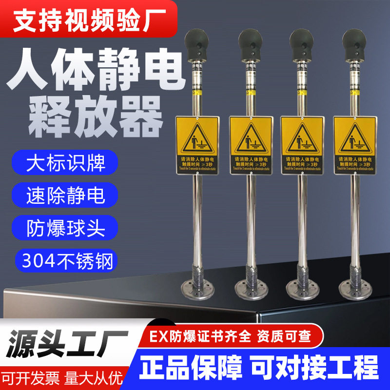 防爆人体静电释放器触摸式工业加油站静电消除器语音声光报警装置