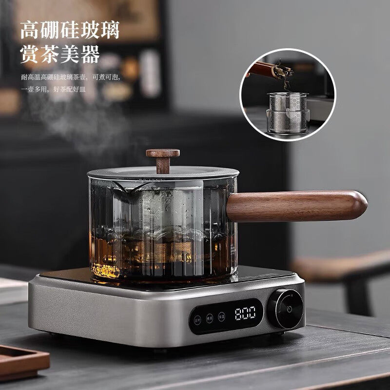 新款煮茶器电陶炉煮茶玻璃煮茶壶罐罐茶围炉煮茶电炉静音烧水