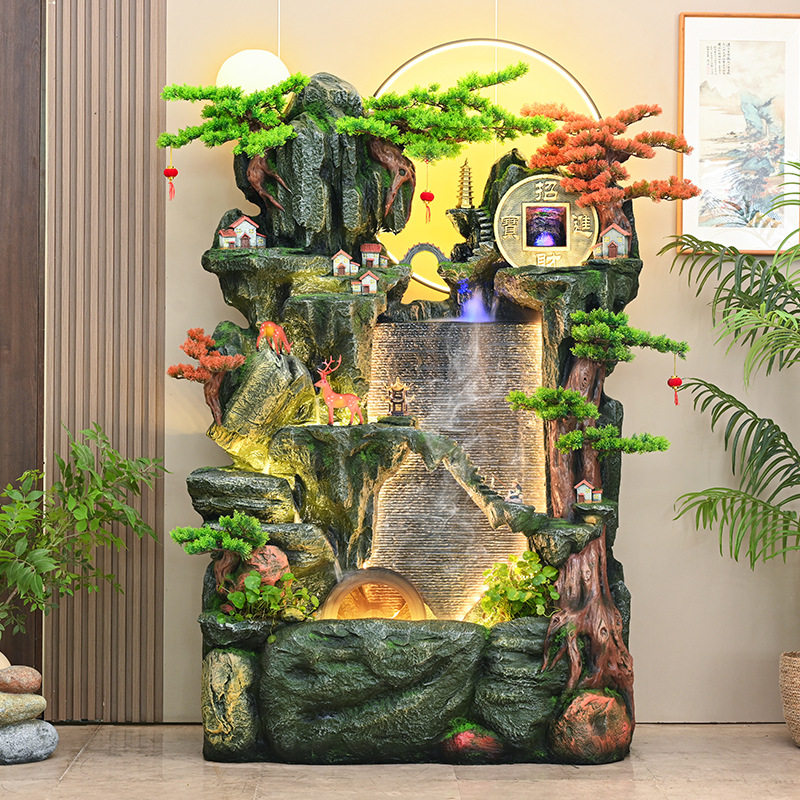 假山流水喷泉养鱼池风水轮客厅餐厅阳台花园装饰送礼落地家居摆件