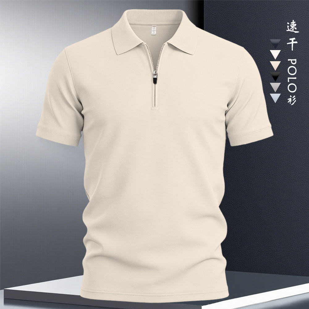 男士短袖半拉链Polo衫夏季商务休闲薄款运动透气拉链翻领针织衫男