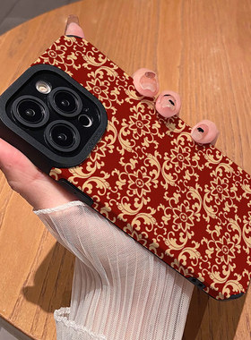新年款喜庆红色花纹 适用苹果华为iPhone17ProMax手机壳16Pro 15Plus硅胶14防摔13全包12情侣11新款Pura80女