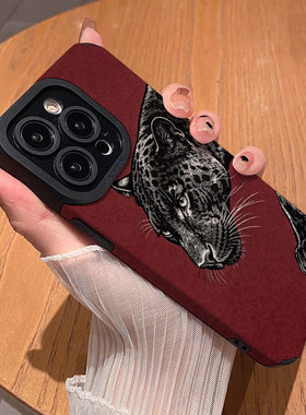 创意红底艺术黑豹 适用苹果华为iPhone17ProMax手机壳16Pro 15Plus硅胶14防摔13全包12情侣11新款Pura80男女