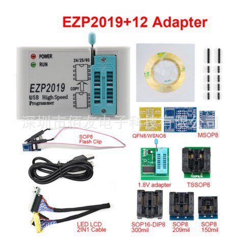 EZP2019高速SPI FLASH编程器 24/25/93 bios 25T80烧录 脱机复制