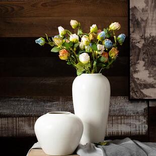 景德镇白色新中式 饰品插干花陶瓷花瓶客厅摆件 陶罐现代简约家居装