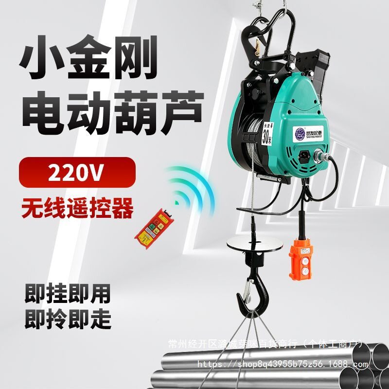 小金刚微型电动葫芦220V家用便携悬挂式小吊运机提升机卷扬机吊机