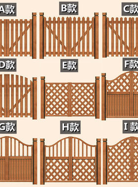 花园木门碳化防腐木栅栏围栏门户外庭院围墙院子篱笆护栏木门