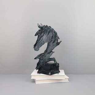 现代简约透明树脂马头雕塑工艺品摆件客厅书房玄关样板房家居饰品