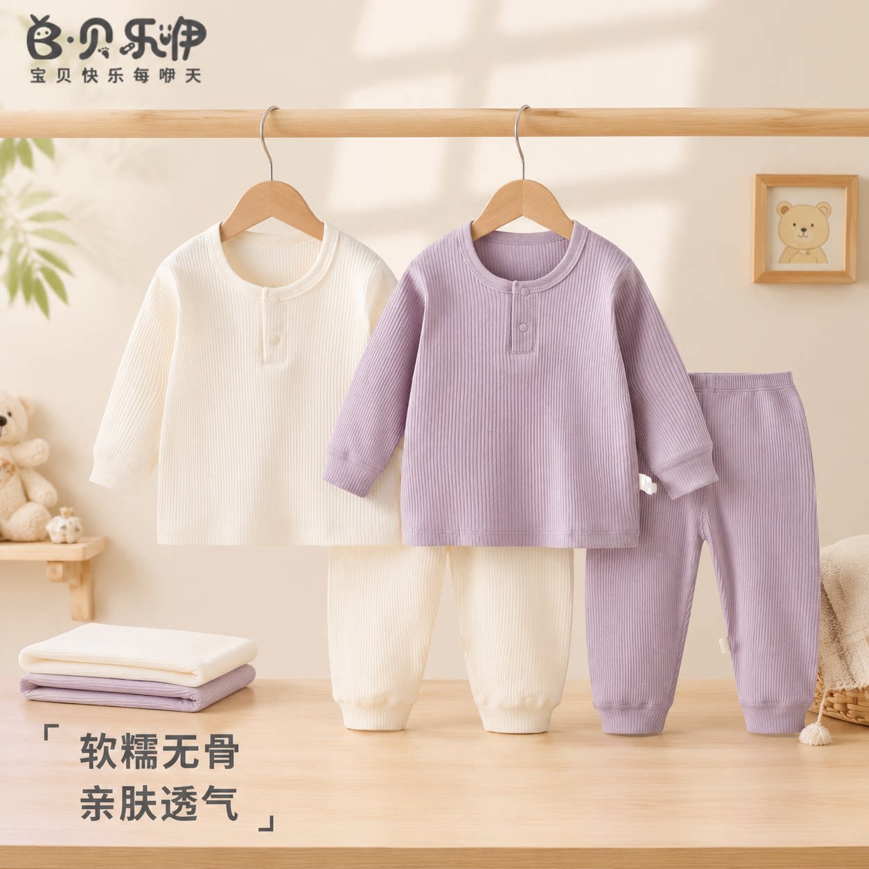 贝乐咿婴儿衣服套装秋季宝宝分体套装居家秋衣秋裤打底内衣睡衣