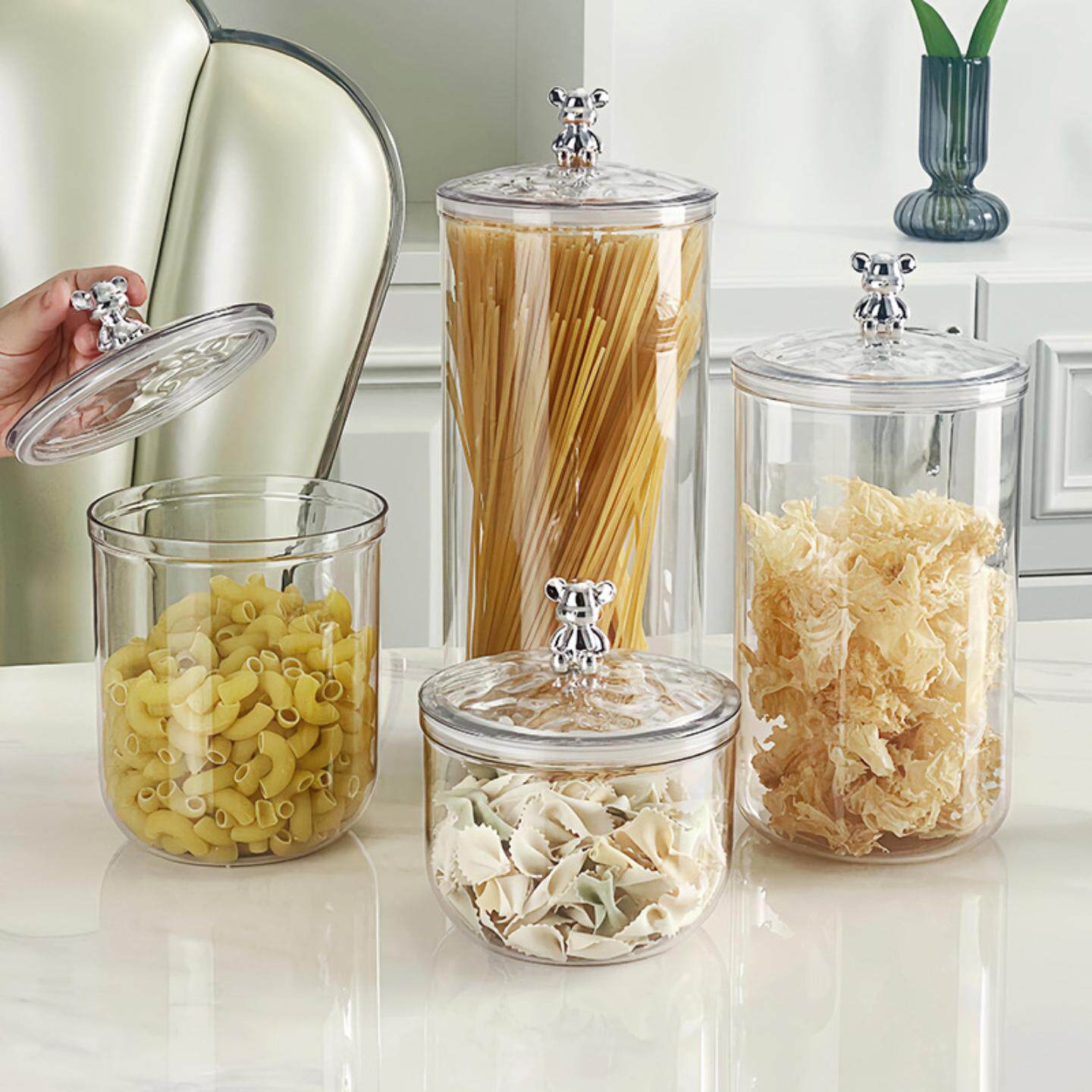 轻奢水波纹大容量厨房食物密封罐面条收纳盒零食糖果储物罐干果罐