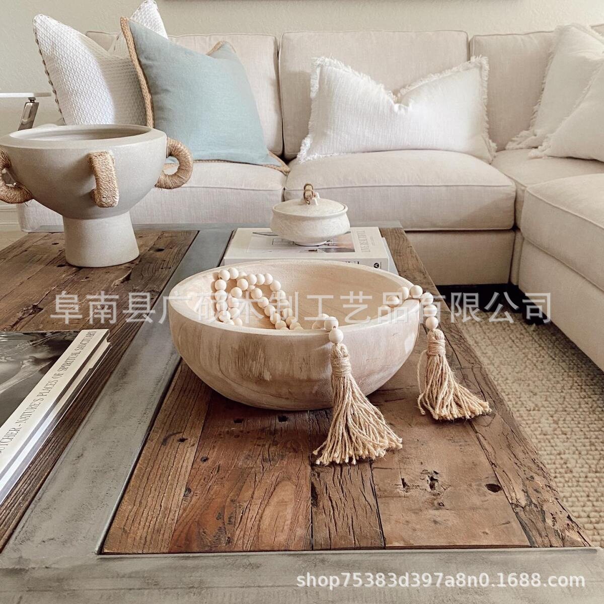 源头厂货桐木圆碗桌面装饰收纳木制工艺品创意摆件木碗图片