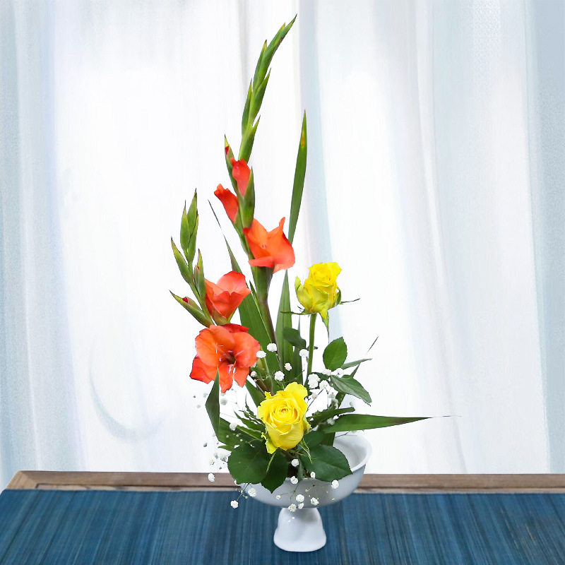 小原流花器高脚花器日式陶瓷剑山插花器小源流家居装饰