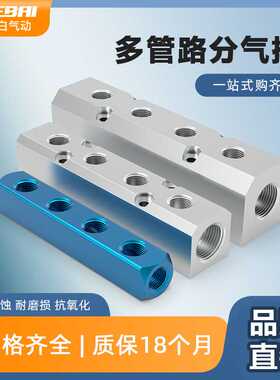 多管路分气排块铝气路分配器气管铝条多通分流器AL-02/SY30-02