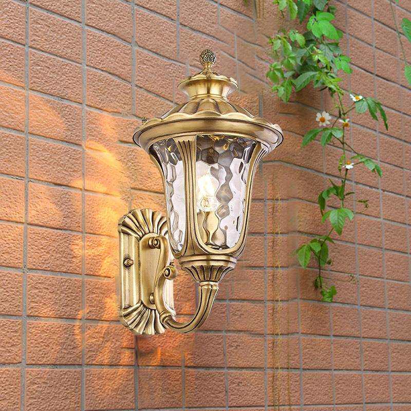 欧式户外壁灯全铜铸造荷花玻璃灯别墅大门灯走廊过道灯外墙led灯