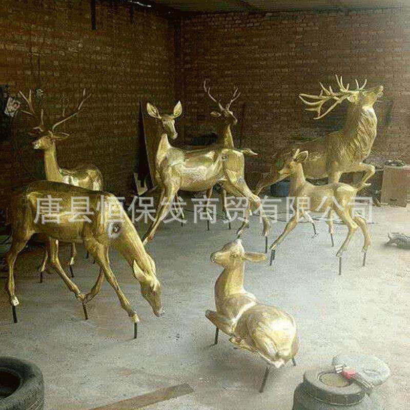 厂家纯铜鹿摆件大型仿真动物雕塑公园铜雕小鹿景观工艺品