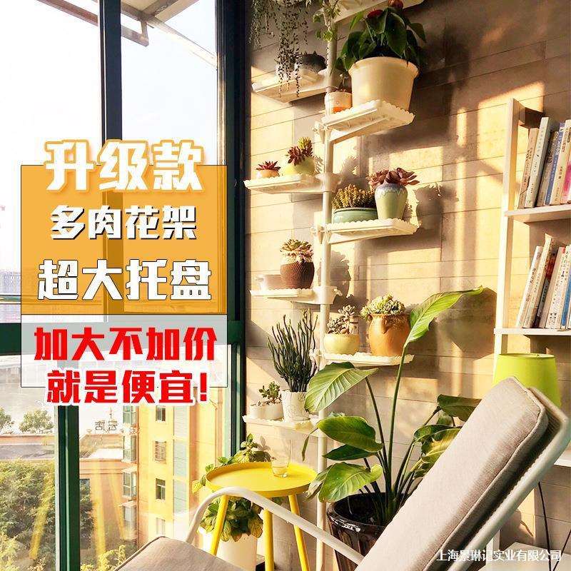 阳台多肉花架顶天立地花架伸缩杆家用室内室外飘窗铁艺小型置物架