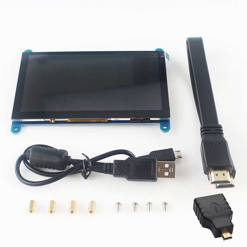树莓派4B/3B+ 5寸HDMI电容触摸屏800X480分辨率液晶显示屏免驱