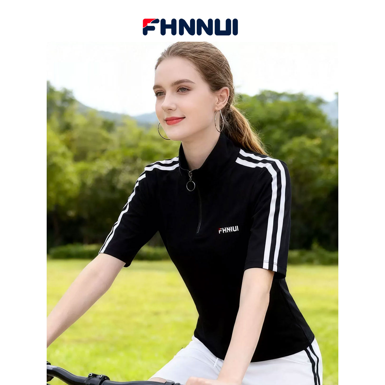 FHNNUI运动短袖T恤女士高端品牌POLO上衣 速干衣宽松衣服冰丝女装图片
