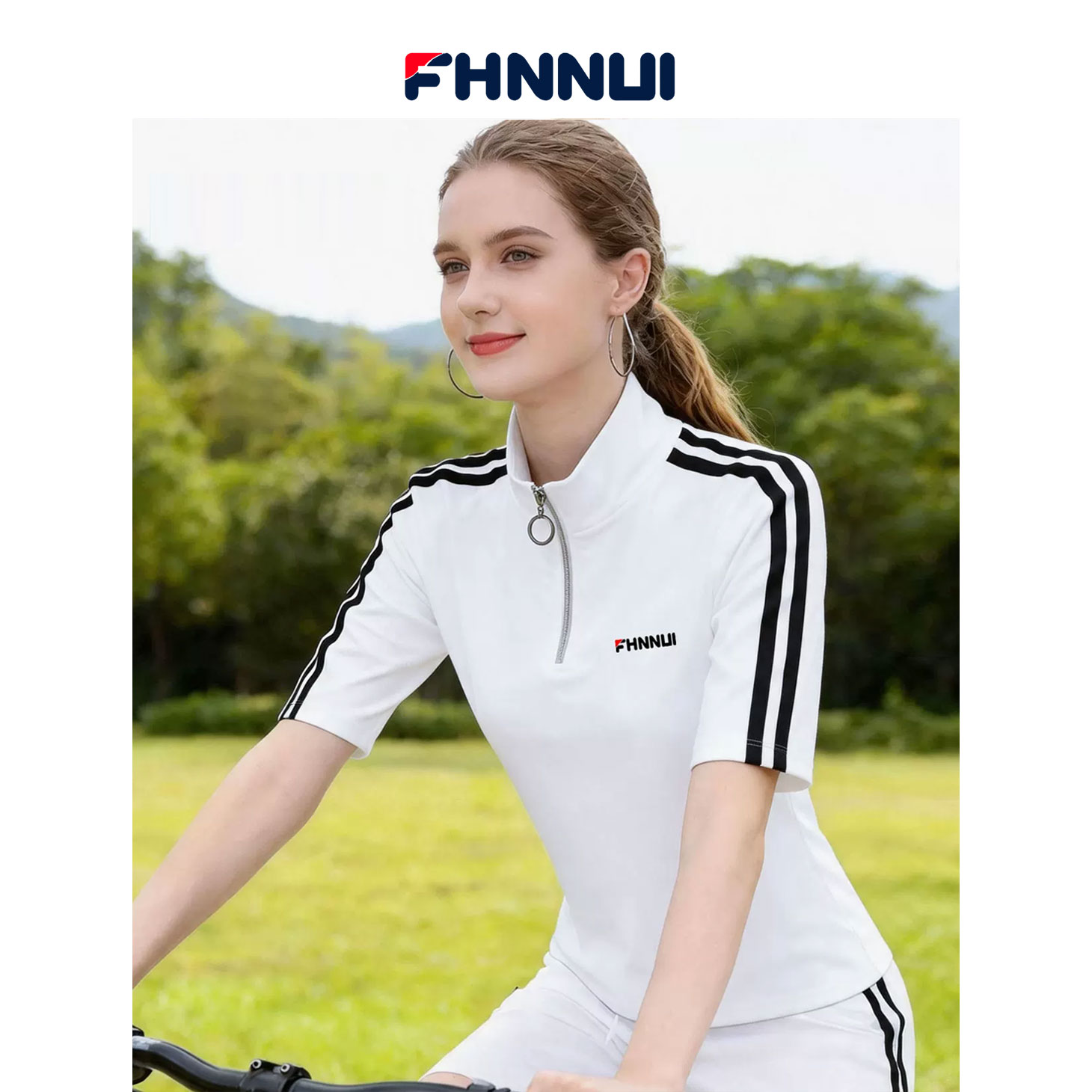 FHNNUI运动短袖T恤女士高端品牌POLO上衣 速干衣宽松衣服冰丝女装图片