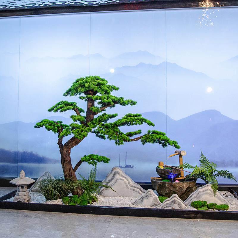 仿真树松树新中式迎客松装饰摆件室内外大型景观假树绿植造景橱窗