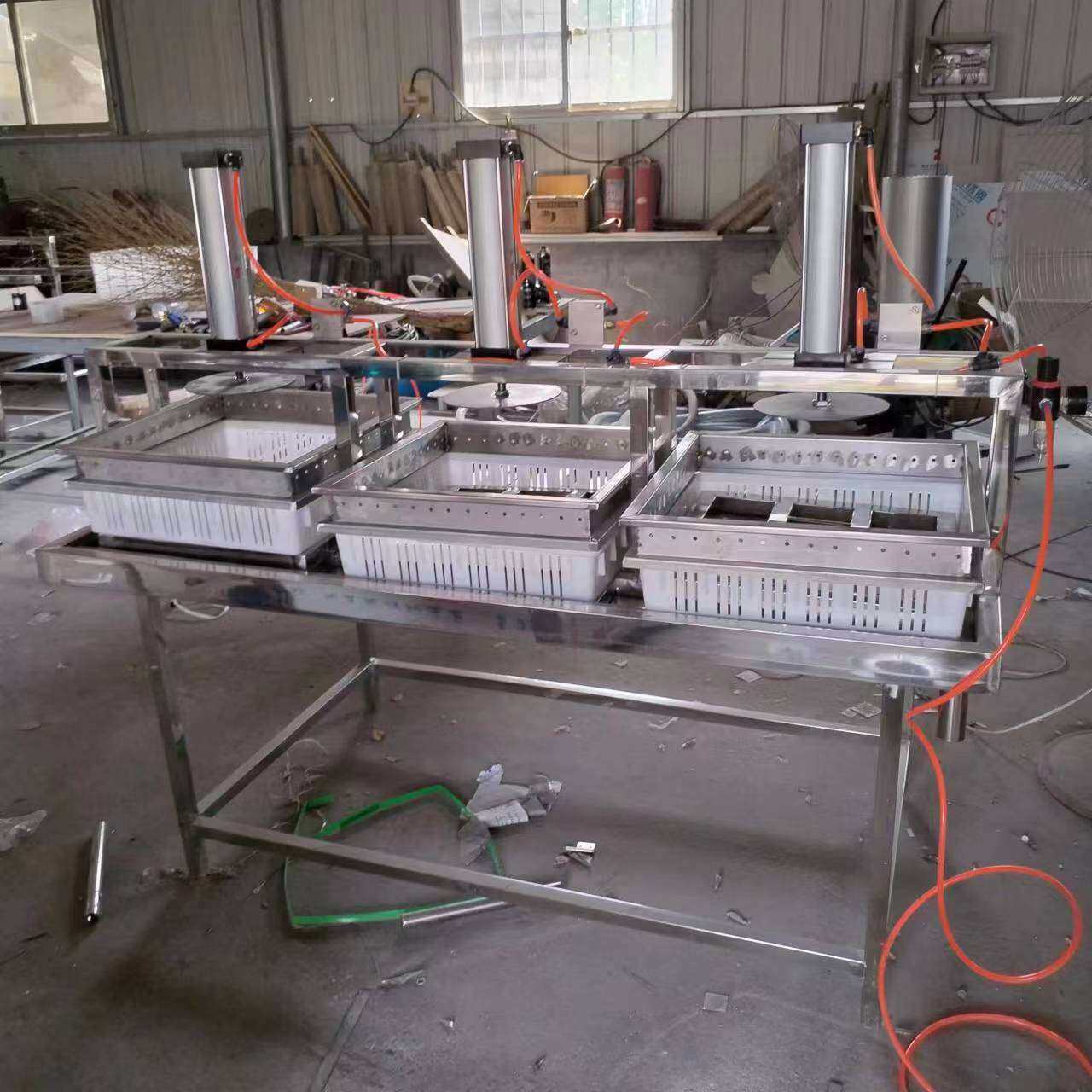 小型气动压榨豆腐成型机不锈钢材质一人操作的设备豆腐加工设备