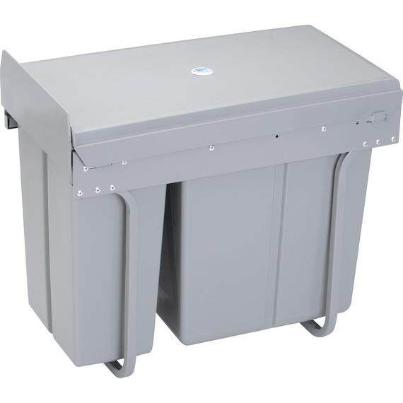 富崎橱柜抽拉式分类垃圾桶10L+20L厨房隐形塑料桶双桶 阻尼缓冲