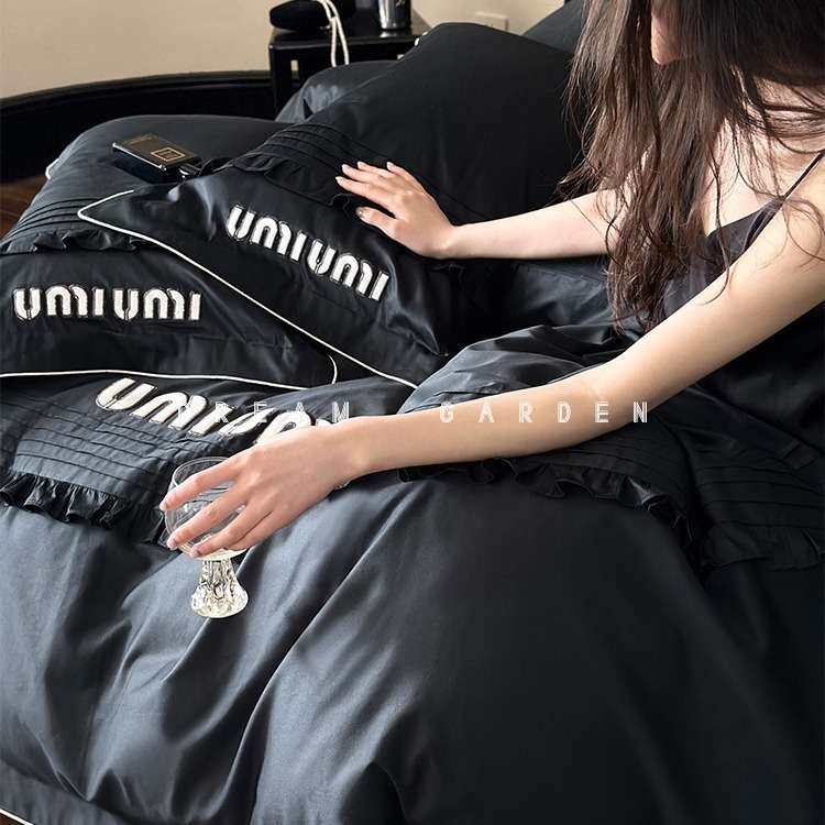 1芭蕾少女韩式花边凉感天丝棉四件套丝滑刺绣被套床单床上用品1.8