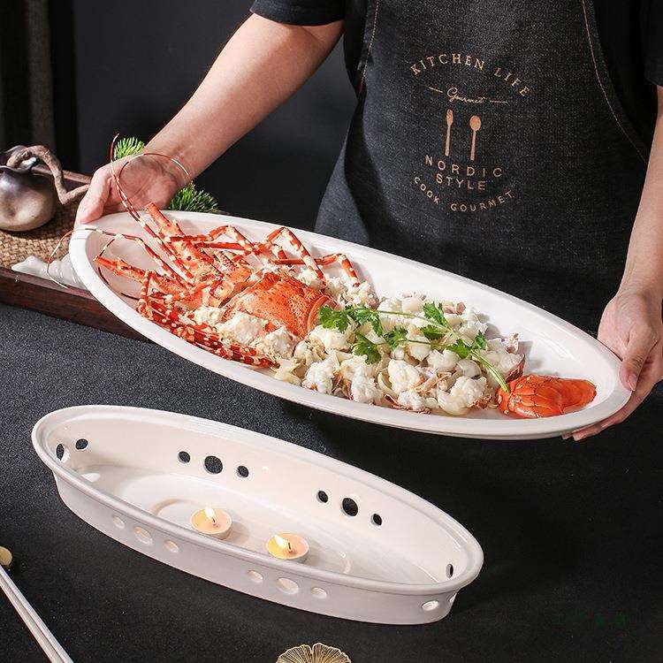 蜡烛加热炉酒店饭店保温菜盘子创意个性特色明炉餐具大号鱼盘